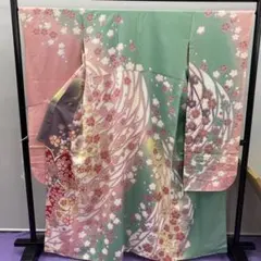8150 絞り 振袖 着物 正絹 襦袢セット ミント ピンク - メルカリ