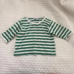 marimekko 七分袖　緑と白ストライプ Tシャツのサムネイル