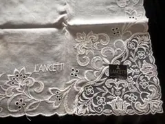 新品未使用 LANCETTI レース 刺繍　ハンカチ