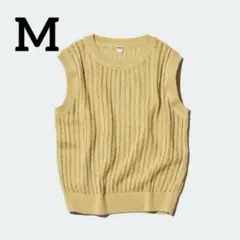 ユニクロ メッシュクルーネックショートセーター/ノースリーブ M イエロー