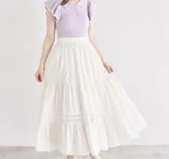 ポケット付きレース切り替えコットンティアードスカートtocco closet