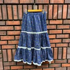 70s vintage 花柄　ティアードスカート　Q322のサムネイル