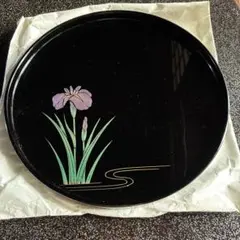 【未使用・本物】輪島塗 尺丸盆（直径30cm）あやめ蒔絵 小路善次郎 作