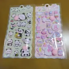 【訳あり品】パンダとユニコーンのおしりぷにぷにシール2シートセット