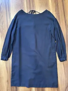 スピック&スパン　バックリボン付き　長袖ワンピース　ネイビー　フリー