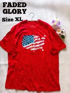 FADED GLORY XL 赤 星条旗 USAプリントTシャツ アメカジ古着