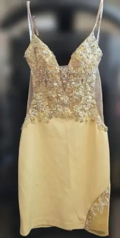 ビーズ刺繍イエロードレス　AR ANGELR XS