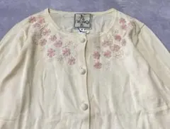 【未使用】ホコモモラ カーディガン 花柄 刺繍 長袖 コットン