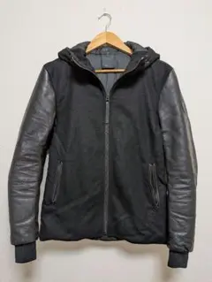 REPLAY 異素材ミックス メルトンレザージャケット パーカー