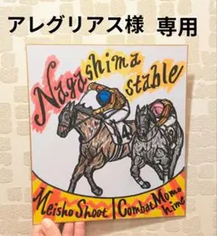コラボ【メイショウシュート＆コンバットモモヒメ】リアル！競馬色紙イラスト(^^)