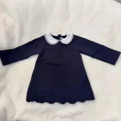 jacadi ネイビー　ワンピース　スカラップ襟