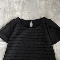 新品未使用 she mo shelly フリル袖 ブラウス ボーダー シフォン
