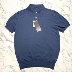 【未使用タグ付き】BEAMS F ニットポロシャツ インディゴ 44サイズのサムネイル