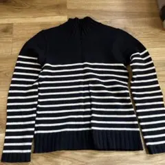 ストライプ ハイネックセーター 日本製