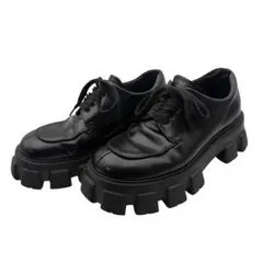 PRADA プラダ モノリス 厚底 ブラッシュドレザー ダービーシューズ 6 黒のサムネイル