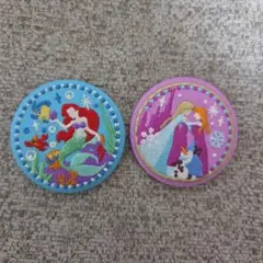 ディズニー 刺繍缶バッジ バンダイ アナと雪の女王 リトルマーメイド