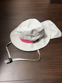 キッズ用 日よけ付きハット ホワイト ピンク