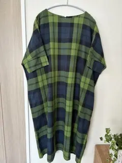 STAMP AND DIARY グリーンチェック ロング ワンピースのサムネイル