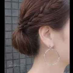 No.74 華奢シルバーフープピアス 不規則リングピアス イヤリング