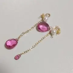 アシンメトリールベライトカラークォーツとプレシャスオパールピアスチャーム kgf