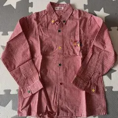 miki HOUSE 120 赤と白のチェック長袖シャツ