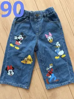 【美品】little weekend ディズニー　ミッキーデニム【90】