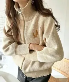 mily bilet ミックスライクダブルジップニットカーディガン