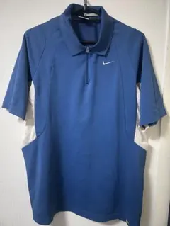 Nike 青 ジッパー付きポロシャツ