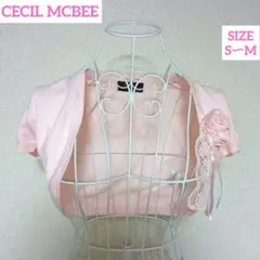 CECIL MCBEE ピンク 半袖 ボレロ カーディガン コサージュ付きのサムネイル