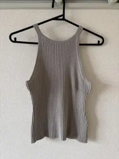 最終値下げ H&M グレージュ リブタンクトップ S アメリカンスリーブ
