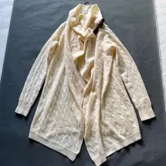 ポロラルフローレン カシミヤ混 羊毛ケーブルニットポンチョ 本革バックル 手洗い