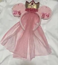 【本日お値下げ！】ミッキーミニー　王冠付きカチューシャ ピンク　ベール