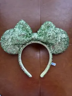 ディズニー ミニー カチューシャ スパンコール グリーン 緑 美品