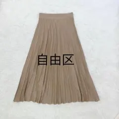 自由区◇ヴィスコースシアーニットスカート プリーツ M ブラウン 洗える ラメ♪のサムネイル