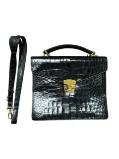 ブラック クロコダイル風ハンドバッグ