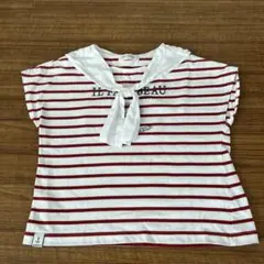 pom ponette セーラー襟 Tシャツ L 白/赤ストライプ　150センチのサムネイル