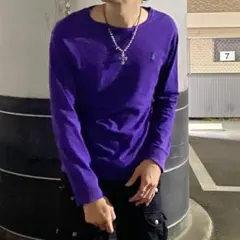 Y2K Polo Ralph Lauren ロンT ロゴ刺繍 パープル KA64