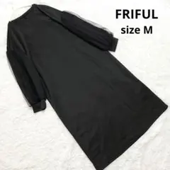 FRIFULフリフルSHEIN袖チュールレースバックスリット長袖ロングワンピース