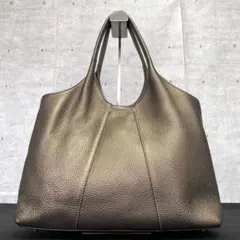 【美品】WAKO ワコウ 銀座和光 シボ革 ブロンズゴールド肩掛け トートバッグのサムネイル