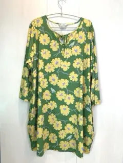 美品✨マカナナキャシー 花柄チュニック ワンピース グリーン×イエロー サイズ2