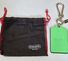 【新品未使用】COACH コーチ バッグチャーム キーホルダー グリーン 巾着袋のサムネイル