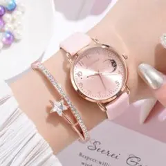 b49 レディース腕時計 ピンクゴールド ブレスレット付き moon 月 803