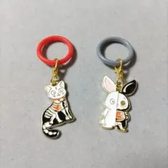 4‐㉟アンブレラマーカー2個セット　骨猫、骨うさぎ