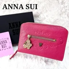 ANNA SUI アナスイ 財布 二つ折り ラウンドファスナー ピンク レザーのサムネイル