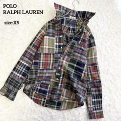 美品✨ポロラルフローレン ボタンダウンシャツ パッチワーク 現行 コットン XS