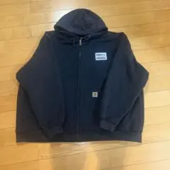 Carhartt フルジップパーカー　企業刺繍　裏サーマル　ネイビー