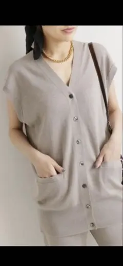 IENA 三ツ杢ロングベスト　ノースリーブニット　ベスト