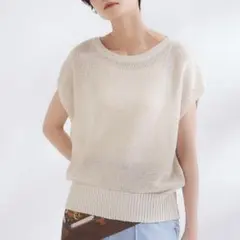 ラメメッシュ　フレンチスリーブニットのサムネイル