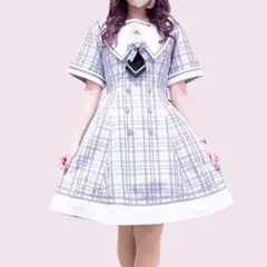 極美品 アマベル セーラー ワンピース リボン チェック柄 ロリータ 制服 紫