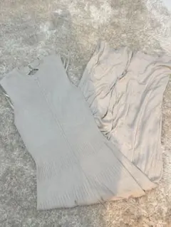 ロイヤルパーティー　ベージュカラー✨ ノースリーブ ニットワンピース